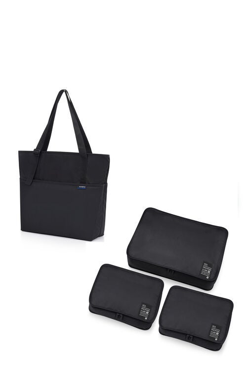 Travel Essentials Foldable Tote + Packing Cubes Medium Set